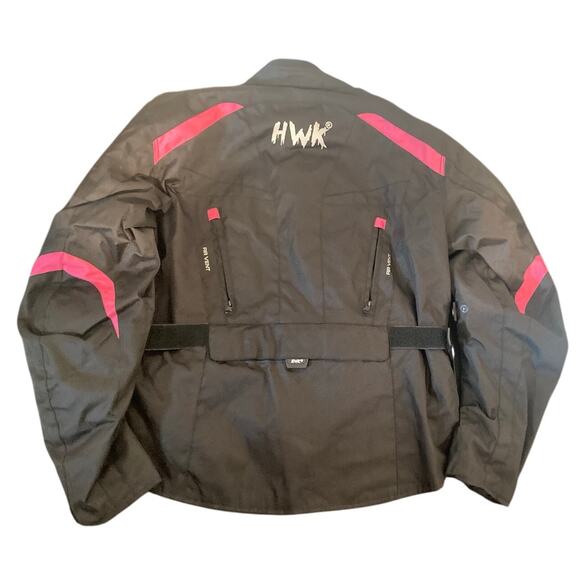 NEW HWK Motor Sports Motorcycle Jacket Coat Womens XXL Armor Elbow Back Pads - Picture 2 of 16